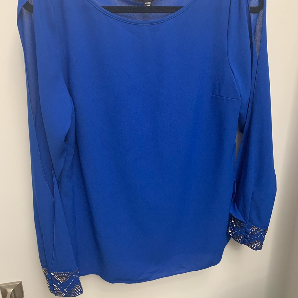 Royal Blue Beaded Cuff Top